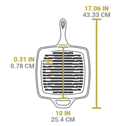 10.5 Inch Square Cast Iron Grill Pan